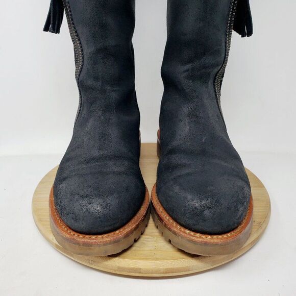 Penelope Chilvers Tall Mid Calf Tassel Boot Womens 36 Black Leather Zip - Picture 3 of 13